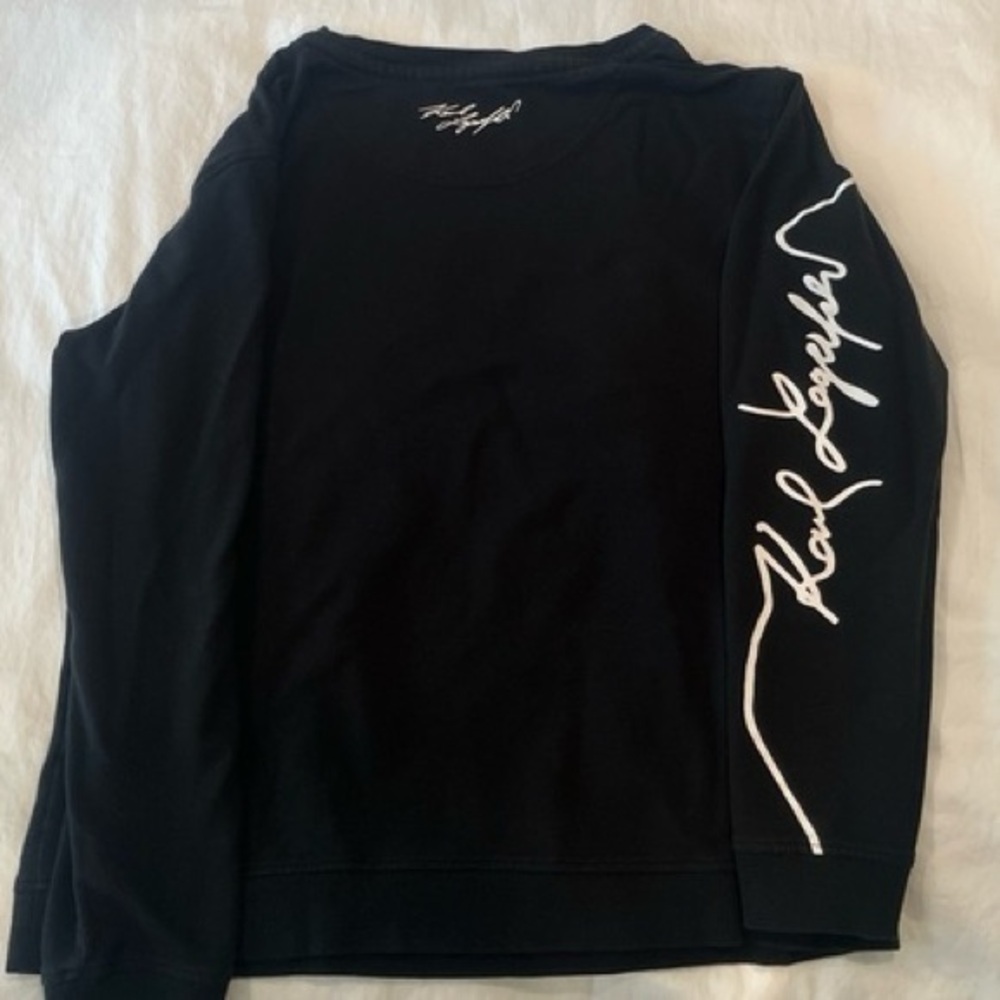 Karl Lagerfeld Paris Choupette Shimmer Graphic Sweatshirt Black Size Small - Picture 5 of 9